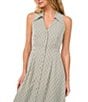 Color:Dusty Olive - Image 3 - Collared Neck Sleeveless Button Front Midi Dress