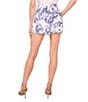 CeCe Coordinating Floral Print Drawstring Pull On Shorts, Color:Ultra White - Image 2