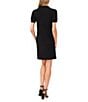 Color:Rich Black - Image 2 - Crepe Knit Polo Collar Short Sleeve Shift Dress