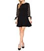 CeCe Crew Neck 3/4 Puffed Floral Sleeve Dress - Image 1