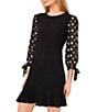 CeCe Crew Neck 3/4 Puffed Floral Sleeve Dress - Image 3