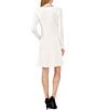 Color:Antique White - Image 2 - Crew Neck Long Sleeve Contrasting Trim Bow Front Ribbed Knit Pocketed Sweater Dress