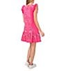 Color:Beetroot Pink - Image 2 - Crew Neck Ruffle Shoulder Dress