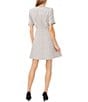 Color:New Ivory - Image 2 - Crew Neck Short Sleeve Rhinestone Button Front Tweed Fit and Flare Dress