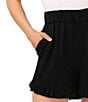 Color:Rich Black - Image 3 - Elastic Waist Ruffled Hem Shorts