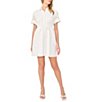CeCe Eyelet Lace Short Sleeve Button Down Belted Mini Dress - Image 5