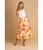 Color:Radiant Yellow - Image 4 - Floral Midi A-Line Skirt