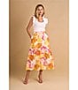Color:Radiant Yellow - Image 6 - Floral Midi A-Line Skirt