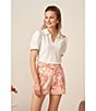 Color:Sweet Rose - Image 6 - Floral Print High Waisted Linen Blend Belted Pleated Shorts