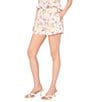 CeCe Floral Print Linen Blend Drawstring Front Pull On Coordinating Shorts - Image 1