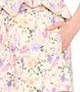 CeCe Floral Print Linen Blend Drawstring Front Pull On Coordinating Shorts - Image 5