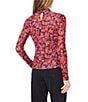 CeCe Floral Print Turtleneck Long Sleeve Top, Color:Rich Black - Image 2