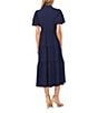CeCe Gauze Point Collar Short Puff Sleeve Button Front Tiered Midi Shirt Dress, Color:Classic Navy - Image 2