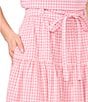 CeCe Gingham A-Line Tiered Belted Midi Skirt, Color:Confetti - Image 3