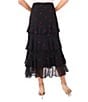 CeCe Heart Embroidered Ruffle Midi Skirt, Color:Rich Black - Image 2