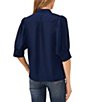 CeCe Heavy Georgette Mandarin Collar Elbow Sleeve Button Front Shirt - Image 2