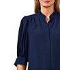 CeCe Heavy Georgette Mandarin Collar Elbow Sleeve Button Front Shirt - Image 3