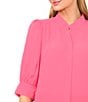 CeCe Heavy Georgette Mandarin Collar Elbow Sleeve Button Front Shirt - Image 3