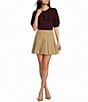 CeCe High Rise Pleated Pearl Trim Mini Skirt - Image 3
