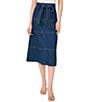 CeCe High Rise Tie Front Knee Length Denim Skirt - Image 1