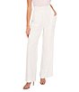 Color:New Ivory - Image 1 - High Waist Wide Leg Flat Front Twill Pants