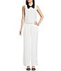 Color:New Ivory - Image 3 - High Waist Wide Leg Flat Front Twill Pants