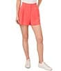 Color:Calypso Coral - Image 1 - High Waisted Crepe Pleated Shorts