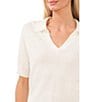 Color:New Ivory - Image 3 - Johnny Collar Short Sleeve Cotton Blend Polo Top