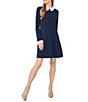 CeCe Knit Pearl Collared Long Sleeve Sweater Dress - Image 1