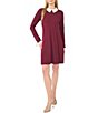 CeCe Knit Pearl Collared Long Sleeve Sweater Dress - Image 4
