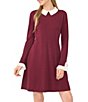 CeCe Knit Pearl Collared Long Sleeve Sweater Dress - Image 6