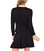 CeCe Knit Point Collar Long Sleeve Button Down Top, Color:Rich Black - Image 2