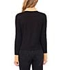 CeCe Knit Point Collar Long Sleeve Button Down Top, Color:Rich Black - Image 4