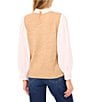 CeCe Knit Point Collar Long Sleeve Twofer Scalloped Sweater, Color:Latte Heather - Image 2