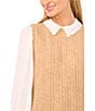 CeCe Knit Point Collar Long Sleeve Twofer Scalloped Sweater, Color:Latte Heather - Image 3