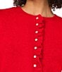 CeCe Long Sleeve Round Neck Ruffle Trim Button Front Cardigan - Image 3
