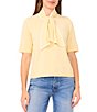 Cece Knit Tie Neck Short Sleeve Sweater - Image 4