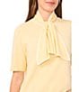 Cece Knit Tie Neck Short Sleeve Sweater - Image 6
