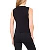 CeCe Cece Knit V-Neck Jewel Button Front Vest, Color:Rich Black - Image 2