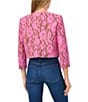 CeCe Lace Overlay Round Neck 3/4 Sleeve Cropped Button-Front Jacket, Color:Antique Olive - Image 2
