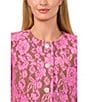 CeCe Lace Overlay Round Neck 3/4 Sleeve Cropped Button-Front Jacket, Color:Antique Olive - Image 3