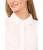 CeCe Lace Point Collar Short Sleeve Button Front Shirt, Color:New Ivory - Image 3