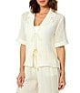 CeCe Linen Blend Short Sleeve Tie Front Shirt Swim Cover-Up - Image 1