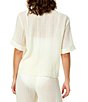 CeCe Linen Blend Short Sleeve Tie Front Shirt Swim Cover-Up - Image 2
