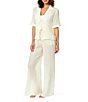 CeCe Linen Blend Short Sleeve Tie Front Shirt Swim Cover-Up - Image 4