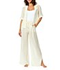 CeCe Linen Blend Short Sleeve Tie Front Shirt Swim Cover-Up - Image 5