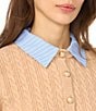 CeCe Long Sleeve Button Front Cable Knit Layered Cardigan - Image 3
