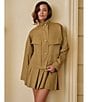 CeCe Long Sleeve Cargo Pearl Button Zip-Up Jacket - Image 4