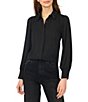 CeCe Long Sleeve Embellished Collar Button Down Crepe Blouse - Image 1