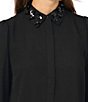 CeCe Long Sleeve Embellished Collar Button Down Crepe Blouse - Image 3